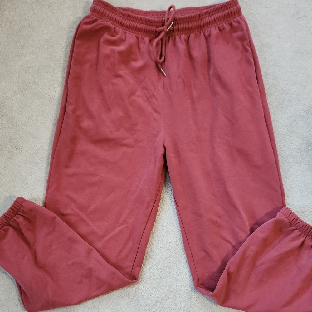 Womens Cinch Bottom Sweatpants Pockets High Waist Athletic Fit Jogger - Large